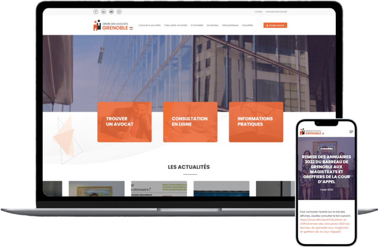 Affichage d'un site web sur un ordinateur portable et un smartphone (responsive design)